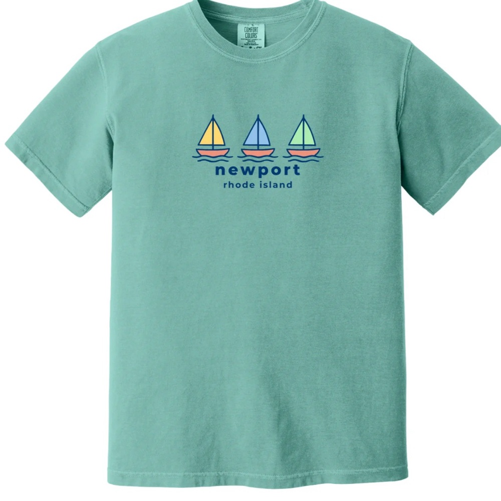 NWT Newport Summer Sails Comfort Colors T-Shirt in Seafoam Green Size XL